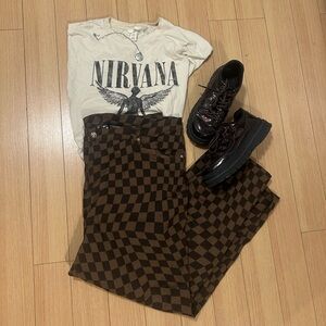 H&M Divided Brown Checkered Pants